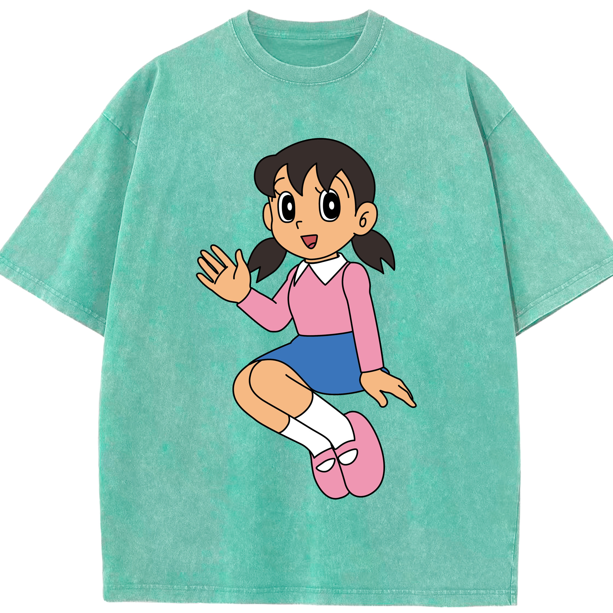 （画像用） ドラえもん みなもと しずか Doraemon Shizuka Minamoto 綿100% ヴィンテージ風 半袖Tシャツ（フロントプリント）